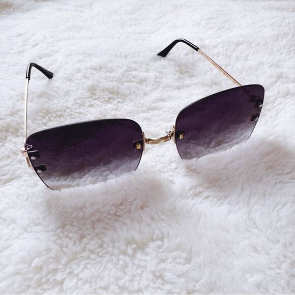 Laurel Clear Black Rimless Sleek Sunglasses - Picture 6 of 11